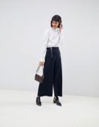 Max & Co Cropped Wide Leg Pants-navy