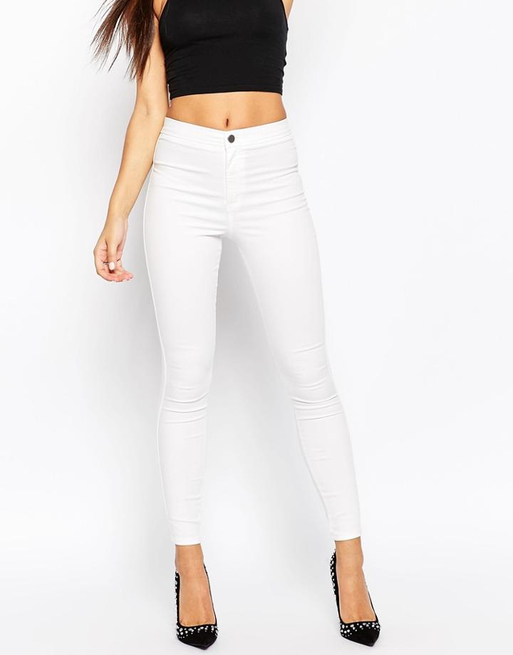 Asos Rivington Jeggings In Off White - White