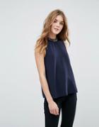 Only Lin Embellished Neck Trim Tank Tank - Blue