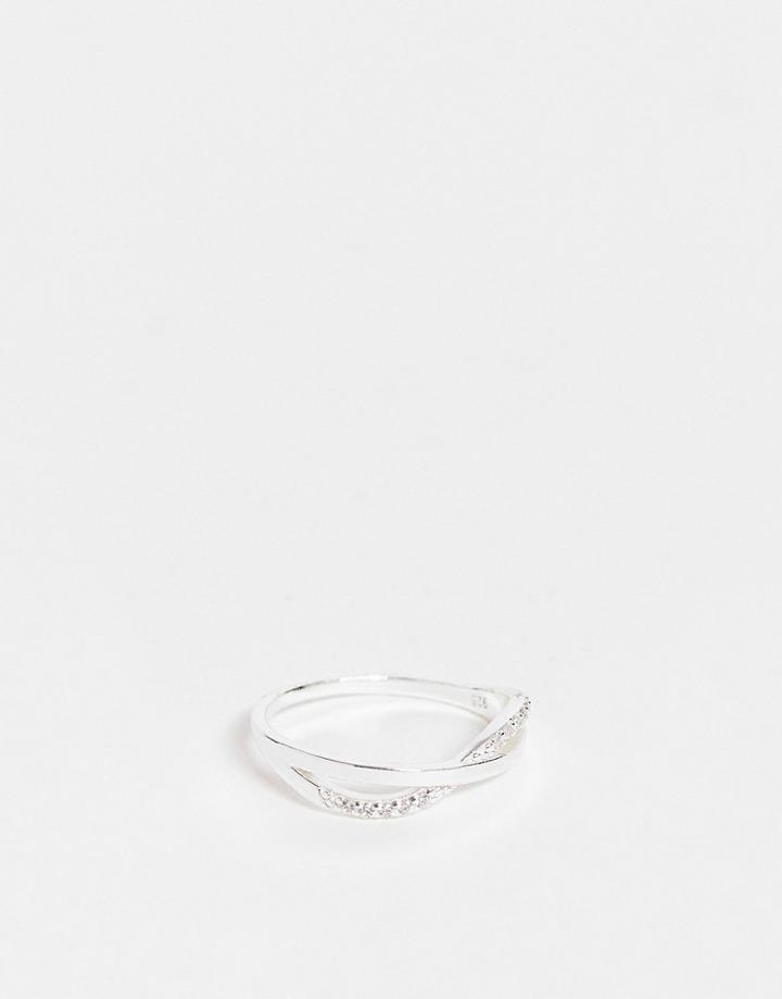 Bloom And Bay Sterling Silver Twist Ring With Crystal Details