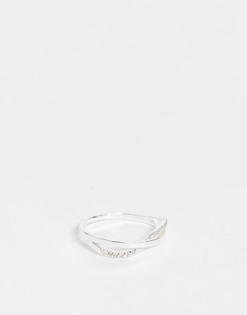 Bloom And Bay Sterling Silver Twist Ring With Crystal Details