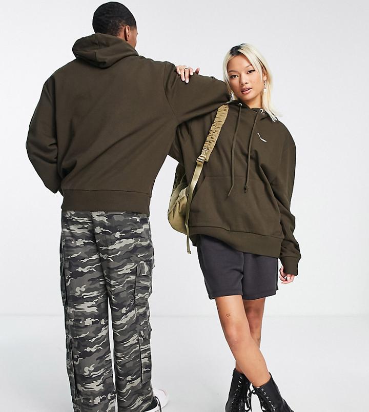 Collusion Unisex Logo Hoodie In Dark Brown