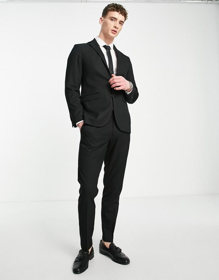 New Look Slim Suit Pants In Black