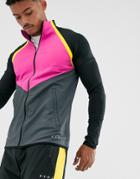 Asos 4505 Zip Through Sweat In Black With Color Block - Multi