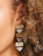 Pieces Tiered Heart Earrings In Hammered Gold