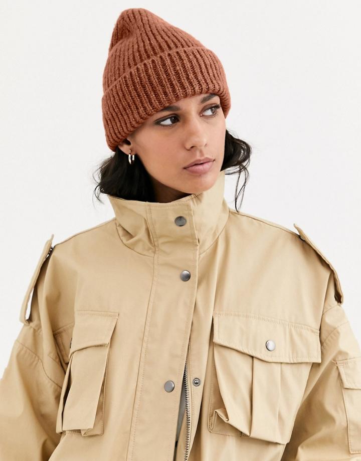 Asos Design Fluffy Fisherman Beanie-pink