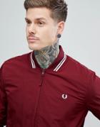 Fred Perry Tipped Bomber Jacket In Burgundy - Red