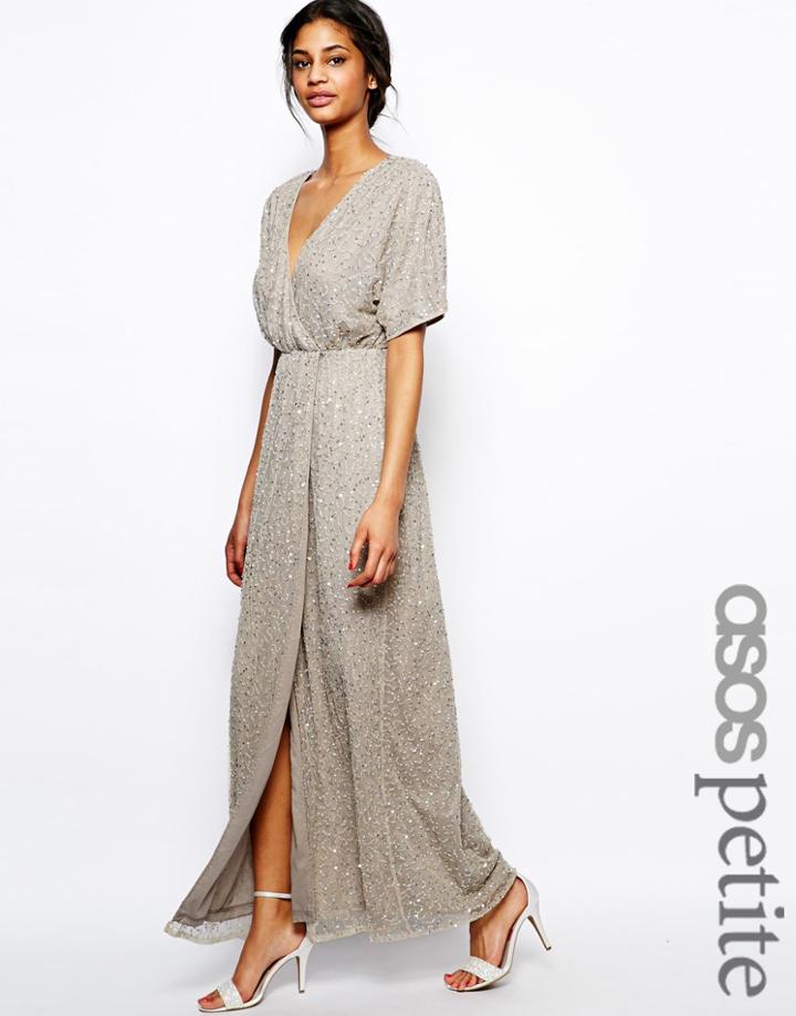 Asos Petite Sequin Kimono Sleeve Maxi Dress - Black $77.00