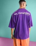 Asos Design Oversized Organic T-shirt In Purple Acid Wash With Front & Back Text Print