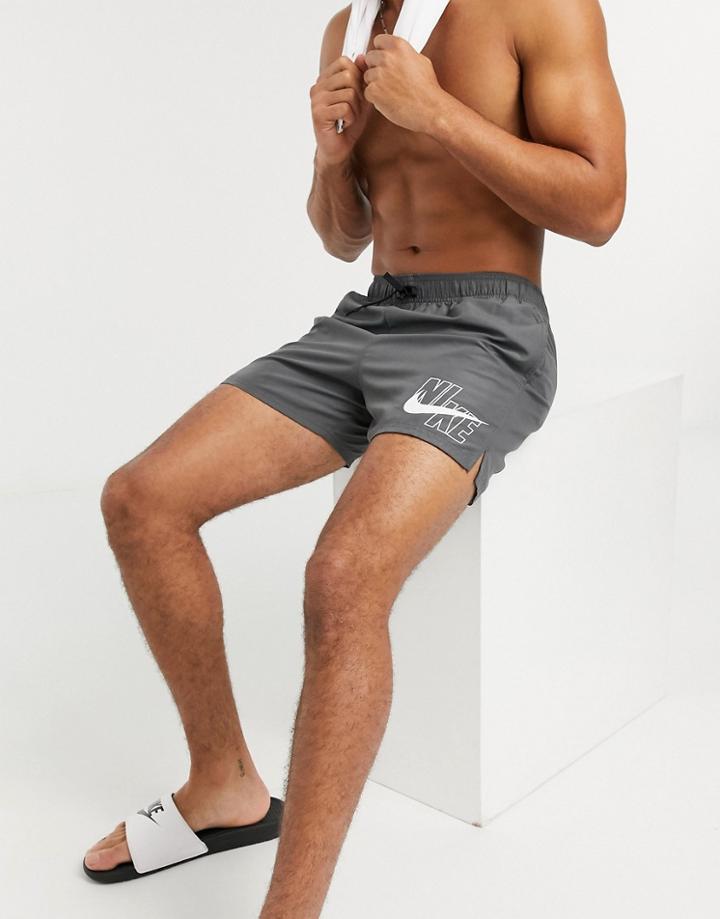 Nike Swimming 5inch Volley Shorts With Placement Logo In Grey