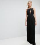 Tfnc Tall High Neck Embellished Maxi Dress With Lace Insert - Black