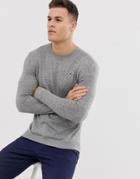 Hollister Lightweight Muscle Fit Crew Neck Knit Sweater In Gray Marl - Gray