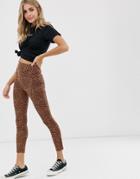 Asos Design Leopard Jacquard Skinny Pants With Seam Detail-multi