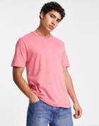 River Island Slim Neck T-shirt In Bright Pink