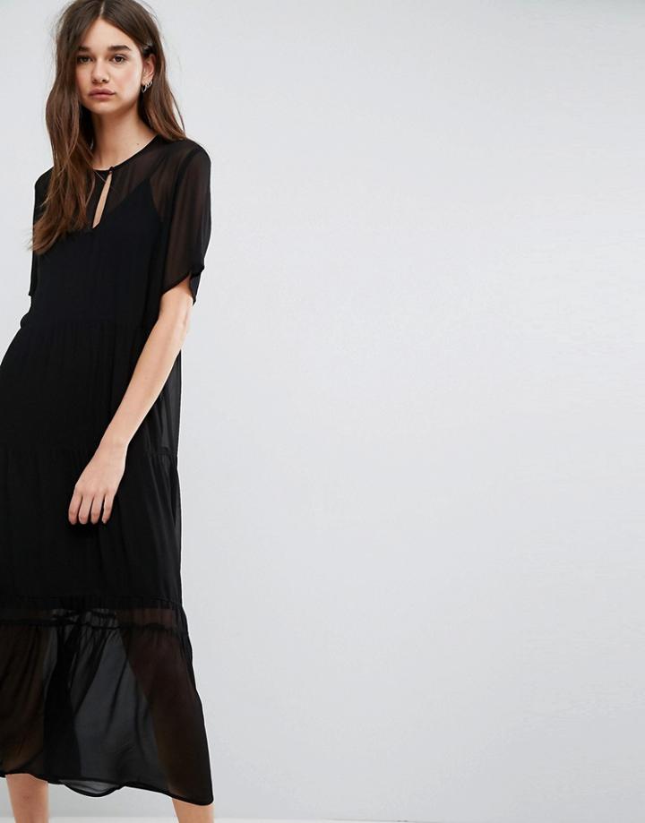 Gestuz Ayo Sheer Lace Maxi Dress - Black