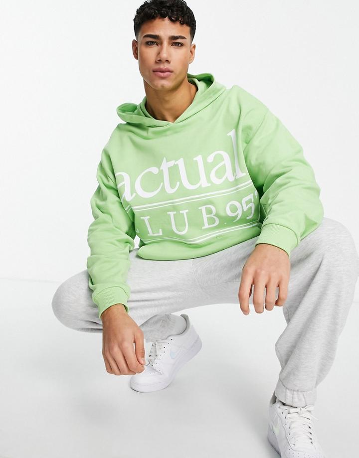 Asos Actual Health And Wellbeing Oversized Hoodie In Green