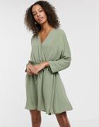 Asos Design Batwing Mini Dress With Tie Waist