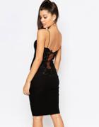 Rare London Lace Back Midi Dress - Black
