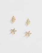 Pieces Starfish And Shell Mixed Stud Pack-silver