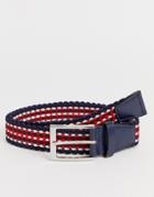 River Island Woven Belt In Red & Navy