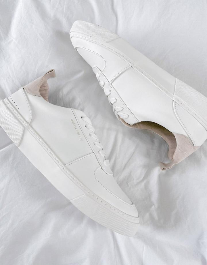 Asos Unrvlld Spply Sneakers In White With Stone Heel Tab-neutral