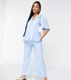 Fashion Union Maternity Beach Pant In Sky Blue - Part Of A Set-blues
