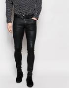Asos Extreme Super Skinny Jeans In Heavy Coated Black - Black