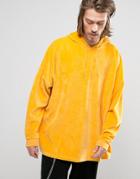 Asos Extreme Oversized Hoodie In Yellow Velour - Yellow