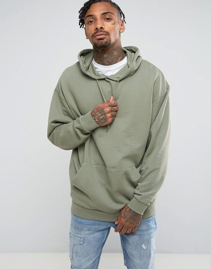 Asos Oversized Longline Hoodie - Green