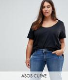 Asos Curve Boxy Scoop Neck T-shirt - Black
