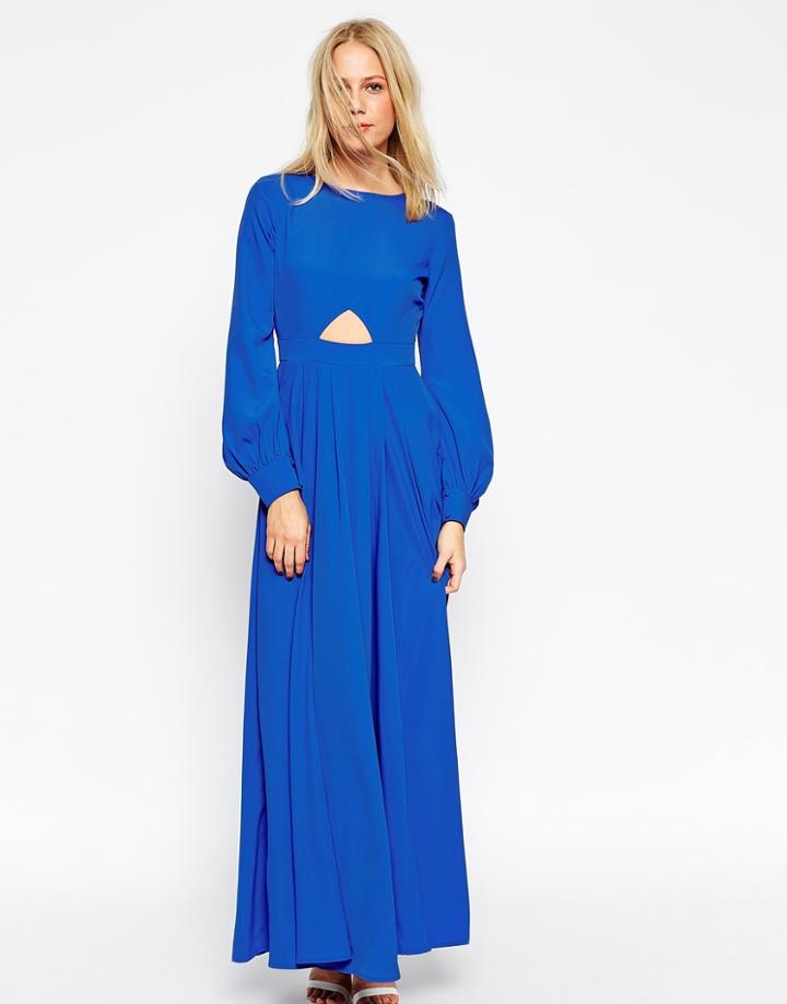 Asos Caftan With Keyhole Maxi Dress - Cobalt Blue