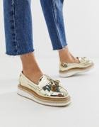 Asos Design Merit Loafer Flat Shoes - Gold