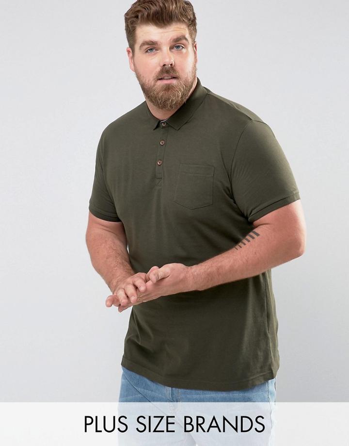 Brave Soul Plus Short Sleeve Polo With Pocket - Green