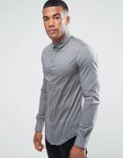 Armani Jeans Shirt In Gray Slim Stretch With Concealed Placket - Gray