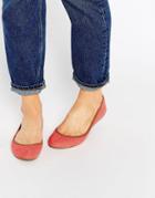 London Rebel Contrast Trim Ballerina Shoes - Coral