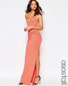 Asos Tall Strappy Knot Maxi Dress - Coral