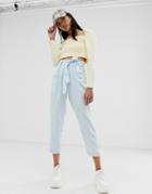 Stradivarius Tencil Tie Waist Pants In Blue - Blue