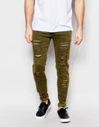 Other Uk Skinny Jeans With Distressing - Green