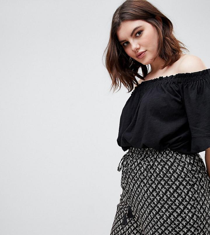 New Look Curve Bardot Jersey Top - Black