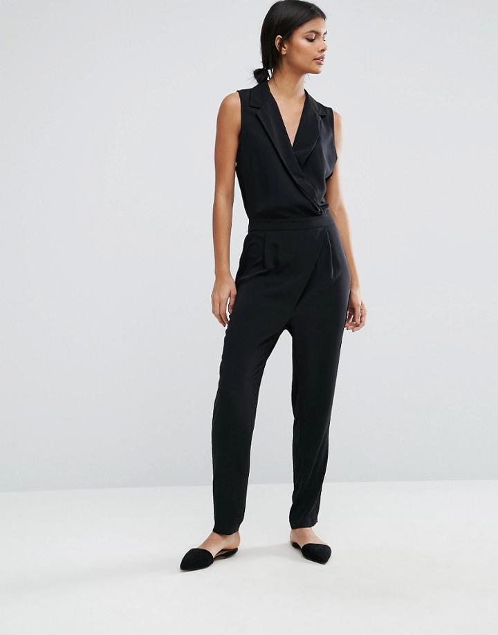 Selected Wrap Jumpsuit - Black