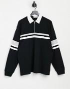 Weekday Omar Half Zip Polo In Black