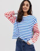 Asos Design T-shirt In Cut About Stripe - Multi