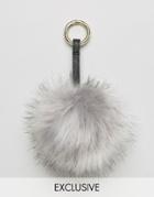 My Accessories Faux Fur Pom Bag Charm - Gray