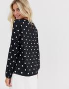 Pieces Polka Dot Long Sleeve Top-black