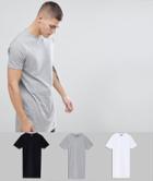 Asos Design 3 Pack Super Longline T-shirt Save - Multi
