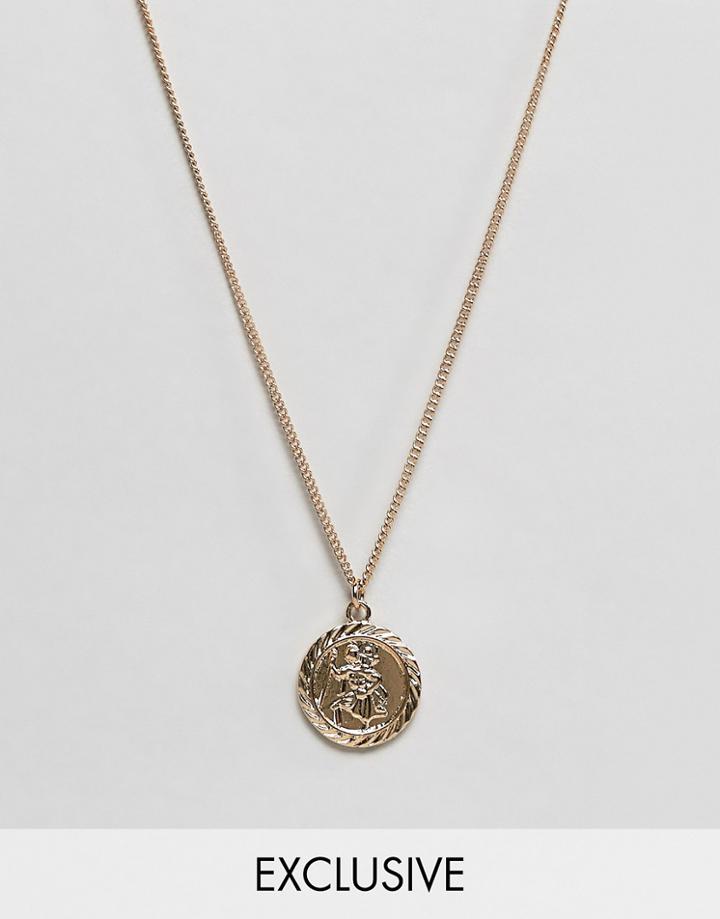 Reclaimed Vintage Inspired St Christopher Necklace In Gold Exclusive At Asos - Gold