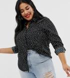 Brave Soul Plus Shirt In Polka Dot - Black