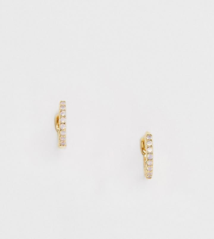 Astrid & Miyu 18k Gold Plated Opal Pave Huggie Hoop Earring