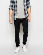 Dr Denim Jeans Snap Skinny Fit Black Aged Destroyed Wash - Black