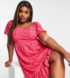 Collective The Label Curve Tiered Mini Dress In Contrast Leopard-pink